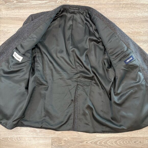 Vintage Moore Tweed Gray Wool Blazer Sports Casual Coat Herringbone Print - Picture 5 of 13